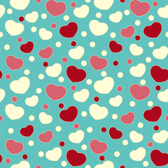 Naklejka na ściany i meble Seamless abstract pattern with the image of hearts.
