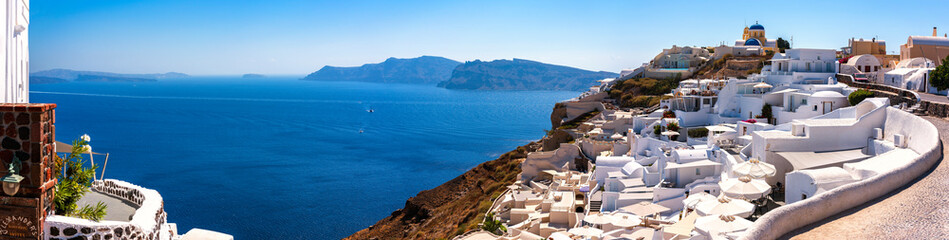 Panorama of white city of Santorini