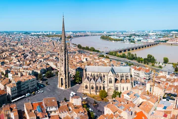 Papier Peint photo autocollant Lieux européens Vue panoramique aérienne de Bordeaux, France