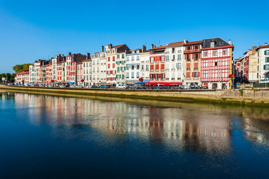 Colorful houses in Bayonne, France