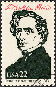 USA - 1986: shows Portrait of Franklin Pierce (1804-1869), 14th president of the United States, series Presidents of USA