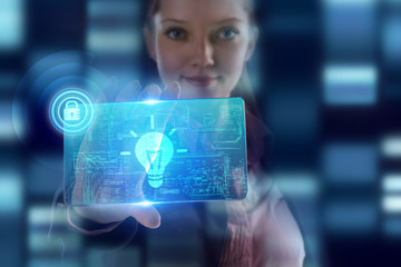 The concept of business, technology, the Internet and the network. A young entrepreneur working on...