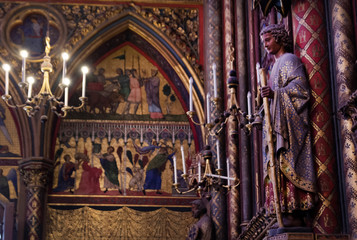 Paris / France - October 29 / 2017: View of statues in Sainte Chapelle