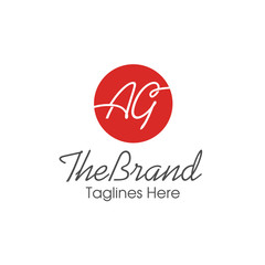 creative letter ag handwritten style logo with circle background vector 