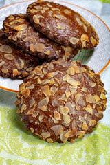 Sweet dessert for autumn season, Dutch filled cookies with marzipan and almonds