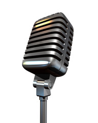 Retro microphone isolated on white background