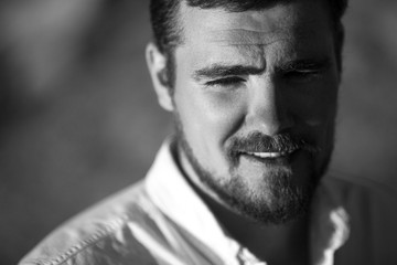 man closeup with beard and mustache