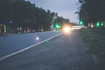 traffic in the city at night