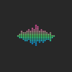 Voice sound wave logo. Gradient color electronic audio equalizer signal vector illustration.
