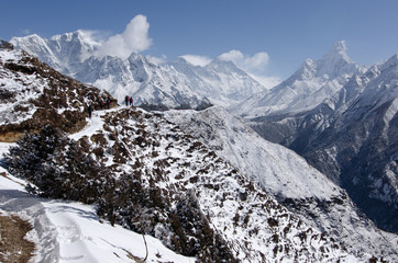 Blick zum Mount Everest und Lhotse