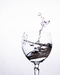 water splash in wine glass