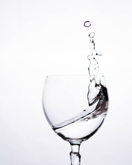 water splash in wine glass