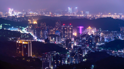 High view of Taiwan cityscape night light in Taipei 1