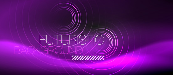 Dark abstract background with glowing neon circles