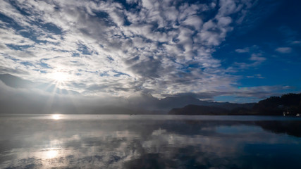 Fototapeta premium Beautiful landscape of lake and mountain at Sun Moon Lake 3