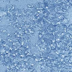 Frozen ice crystal abstract blue winter background