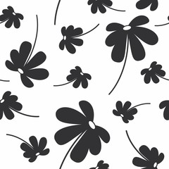 Vector illustration of flowers style seamless pattern