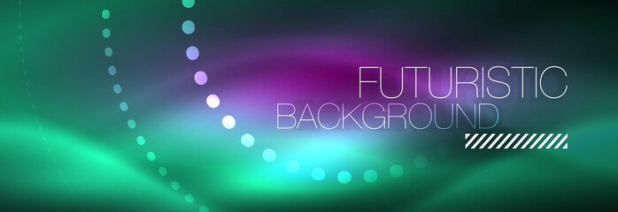 Blue neon dotted circles abstract background, technology energy