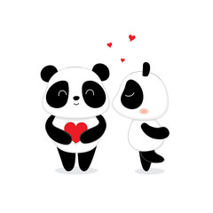lovely cute panda bear kissing.