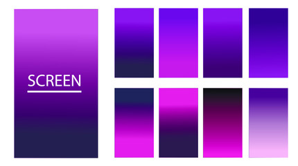 Vector EPS 10 Gradient Set. Different colors. Modern Smartphone screen, mobile app Template. Design for Wallpaper, background, banner, flyer, Social media post