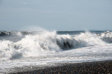 waves crashing on the beach