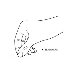 Tear Here Label. Vector.
