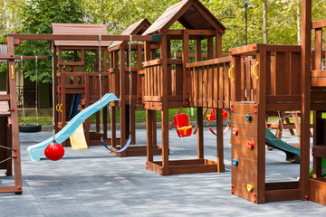 Fototapeta na wymiar Plastic children playground without children