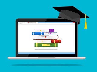 Online education concept, online scholarships concept vector illustration