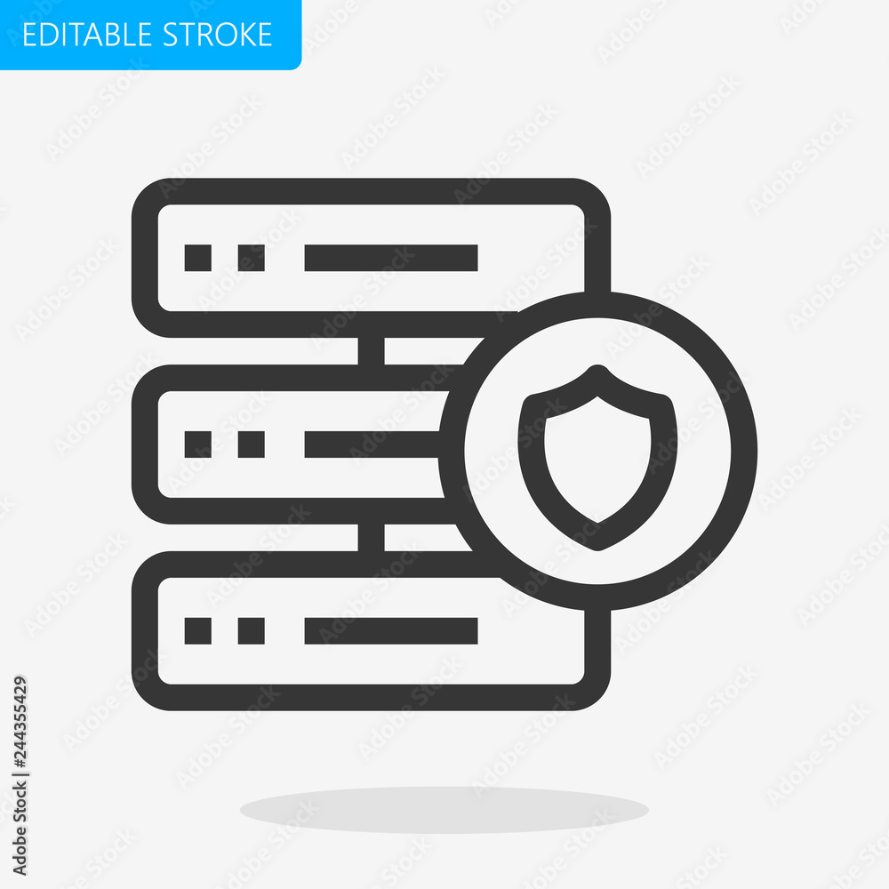 Poster server secured shield icon vector editable stroke pixel perfect