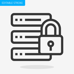 Server Locked Editable Stroke Pixel Perfect Icon Vector