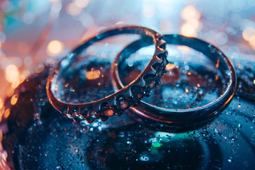 Wedding rings in glitter