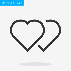Hearts Soul Mate Icon Editable Stroke Pixel Perfect Vector