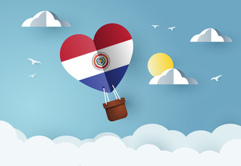 Heart air balloon with Flag of Paraguay for independence day or something similar