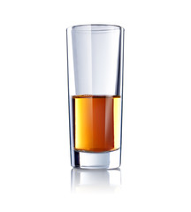 a glass of whiskey isolated on white