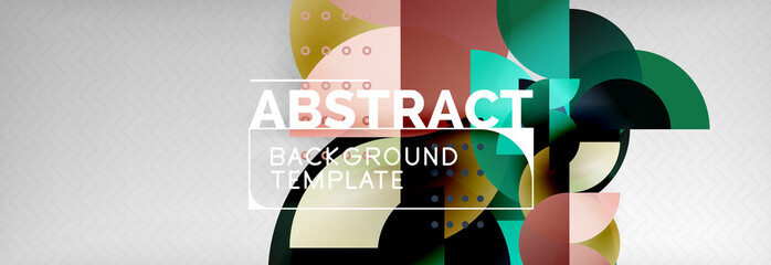 Naklejka premium Circle vector abstract geometric background, color round shapes composition on grey
