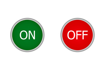 Red and green button. On and off button set