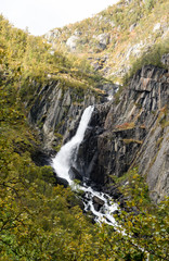 Mountains in the interior of southern Norway on a cloudy day.