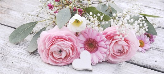 Frühlingsblumen - Blumengrüße rosa Blumenstrauß 