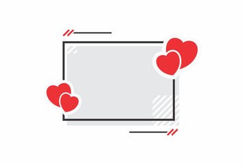 Vector illustration frame and hearts. The form for the love message of a greeting card. Flat design
