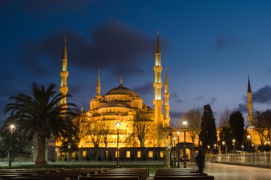 Sultanahmet blue mosque at night, Istanbul ,Turkey