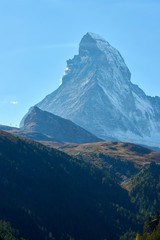 Mount Matterhorn view from Zermatt village.