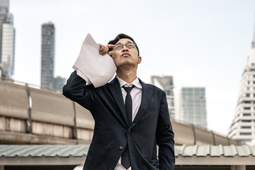 Successful concept. Businessman expressing to celebrate his success.