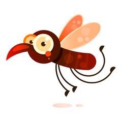 Blood Mosquito Flying To The Victim Vector Illustration