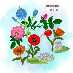 Hand painted set flower
