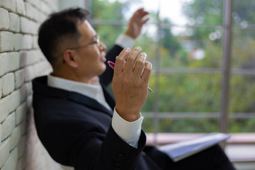 Businessman strain with Investment bankruptcy at work office.concept