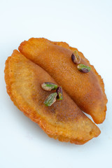 Turkish dessert tas kadayif with pistachio