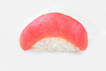 close up of sashimi sushi roll isolated on white background