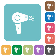 Hairdryer with propeller rounded square flat icons