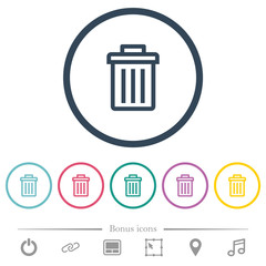 Delete flat color icons in round outlines