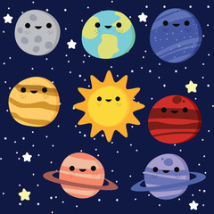 Cartoon planets vector illustration